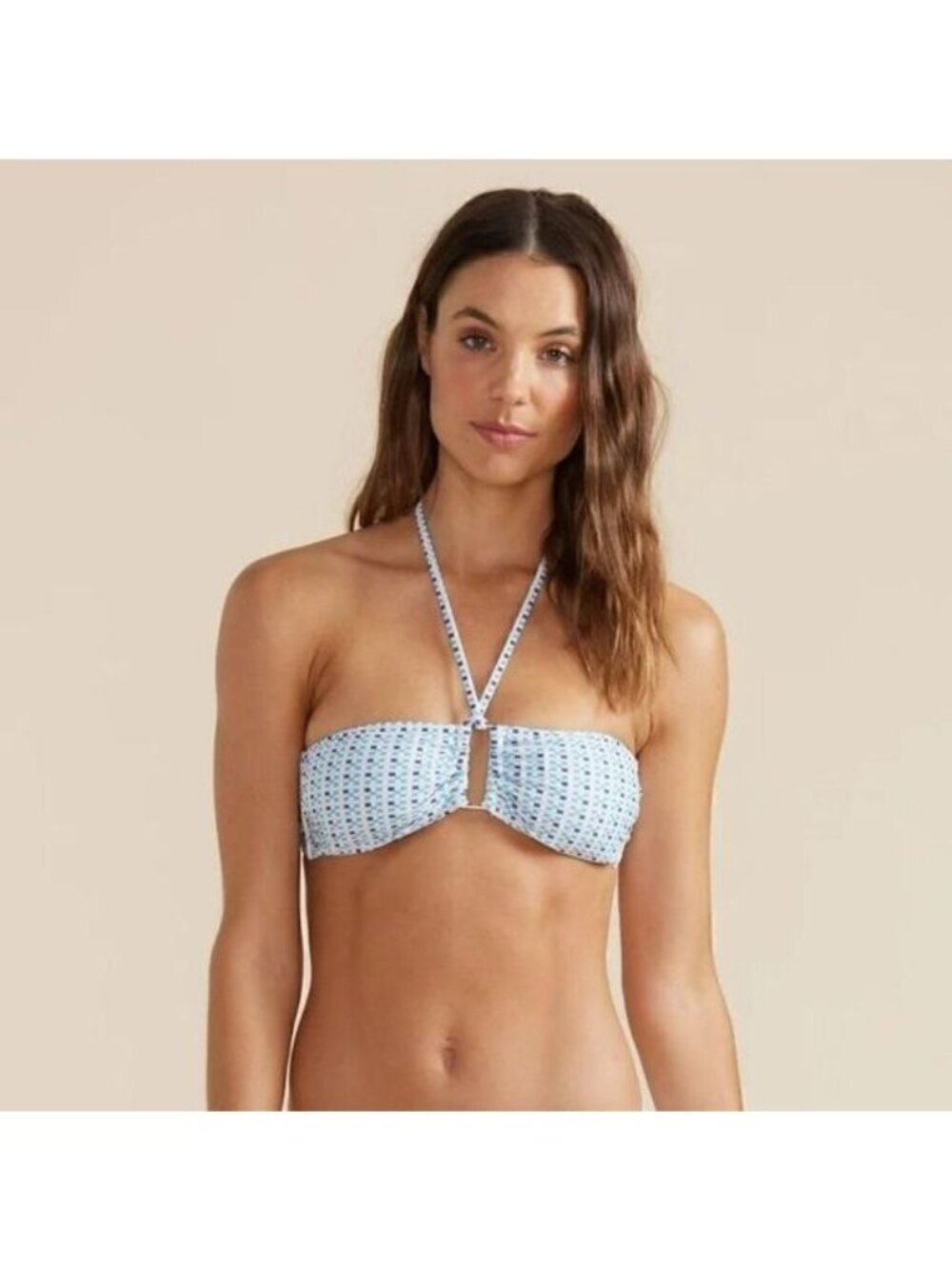 Minkpink Zephyr Blue Multi Bandeau Halter Bikini Top Size Large NWT